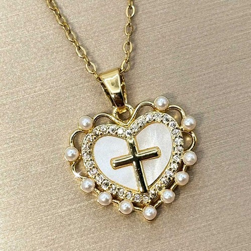 Kreuz herz anhänger gold - herz,