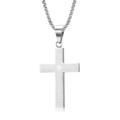 Kreuz halskette edelstahl - edelstahl, 60