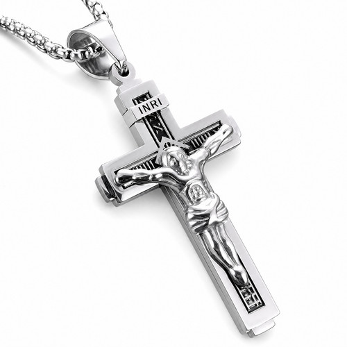 Kreuz halskette edelstahl - kreuz,