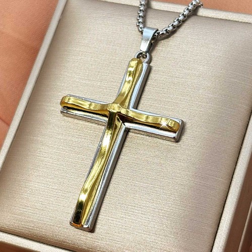 Kreuz kette herren edelstahl - herren,