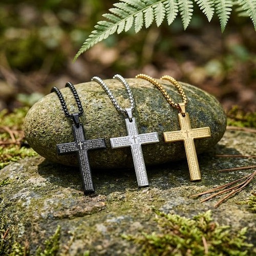 Edelstahl kreuz anhänger mit - edelstahl,