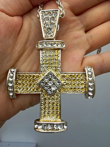 Vintage kreuz kette - kette, strass