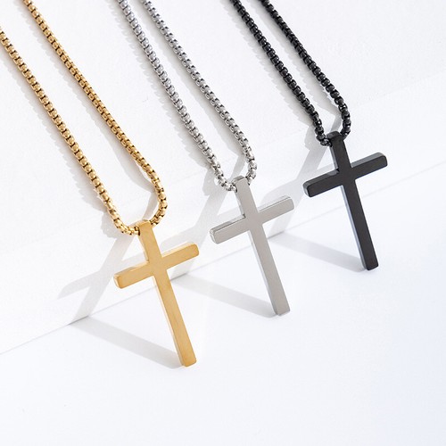 Edelstahl halskette mit kreuz - mit,
