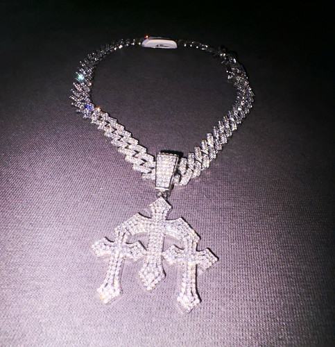 Y2k iced out kreuz kette - y2k, •
