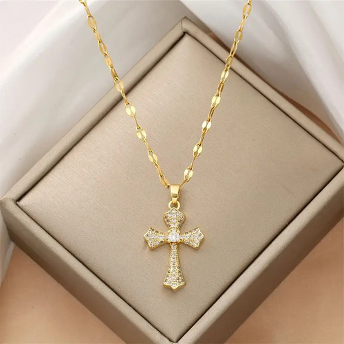 Kreuz halskette damen 18k - damen, –