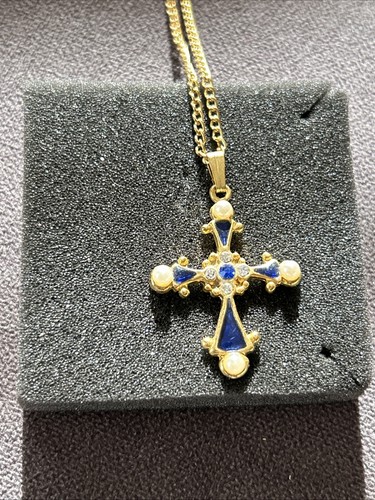 Kreuz anhänger email blau - kreuz,