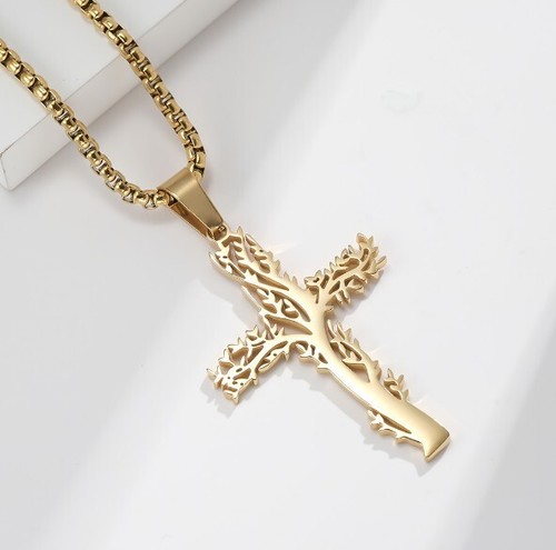 18k gold kreuz - gold, mit